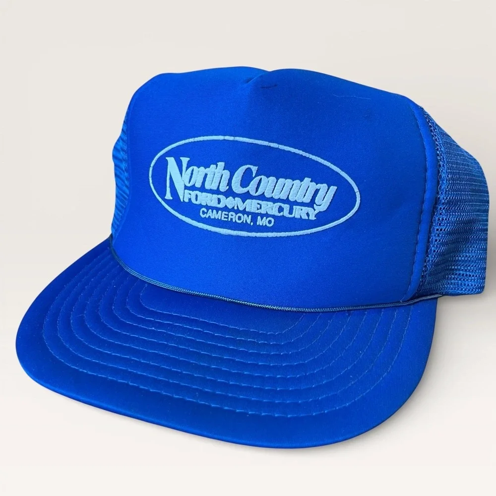 VTG Ford Mercury‎ Trucker Hat Snapback OS Blue North Country Dealership Missouri